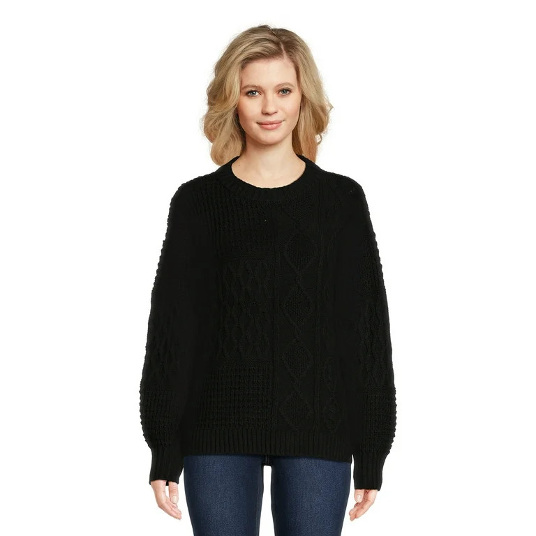 Time and Tru Women's Mixed Stitch Sweater, Midweight, Sizes XS-XXXL | Walmart (US)
