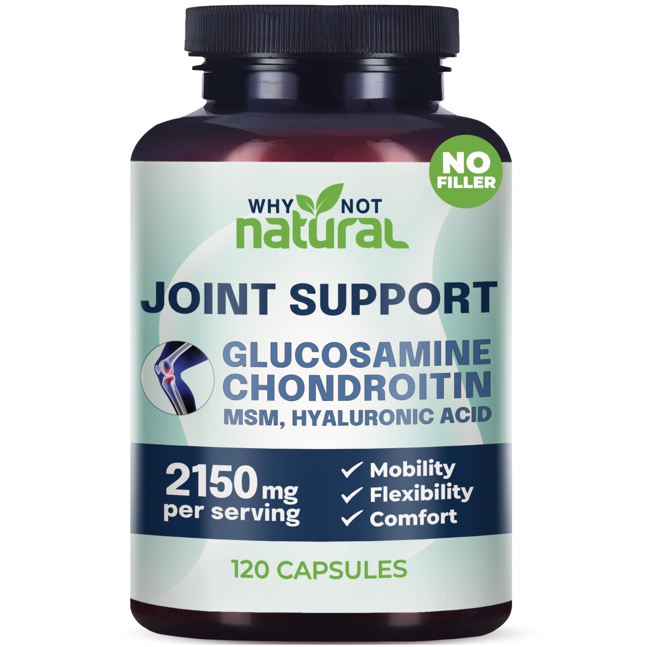 Why Not Natural Glucosamine Chondroitin, MSM, Joint Support Supplements - Knee Pain Joints Health... | Amazon (US)