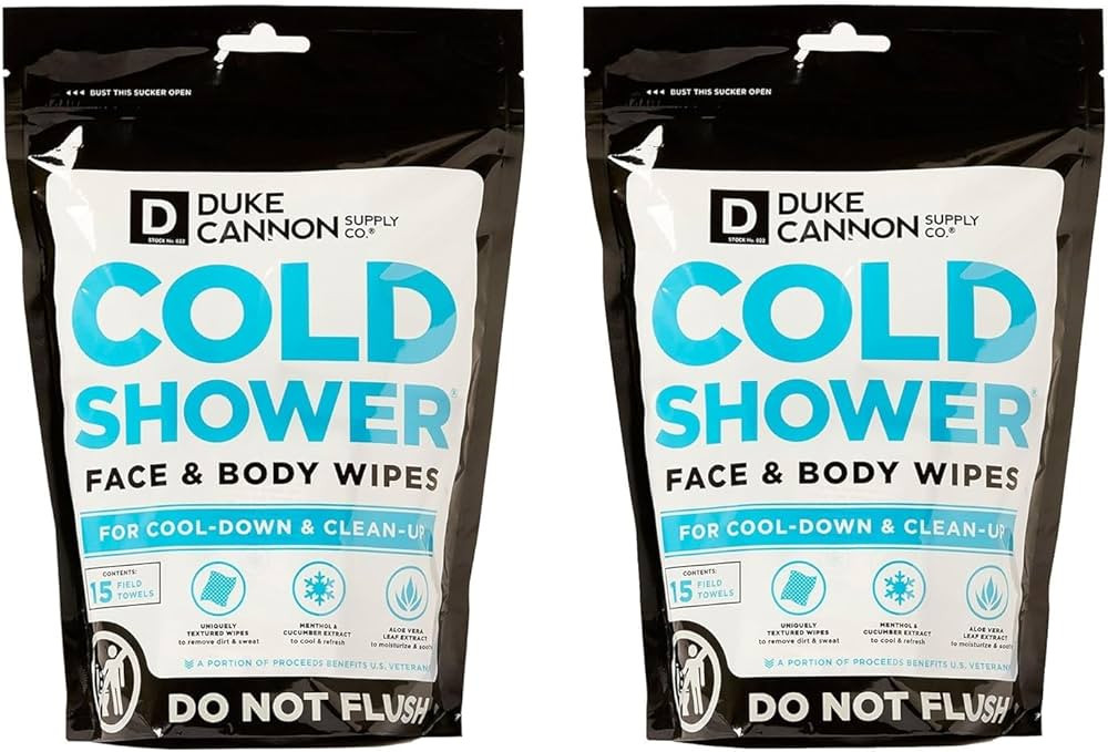 Duke Cannon Cold Shower Cooling Field Towels, Face & Body Wipes - 2 Pack (30 Towels Total) | Amazon (US)