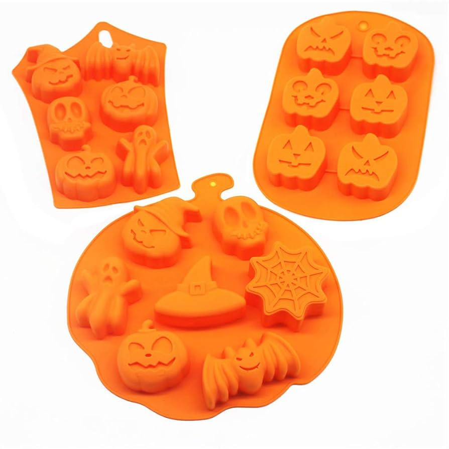 3 PCS Silicone Halloween Ghost Pumpkin Baking Mold Set Non-Stick Chocolate Jelly Fondant Cake Bak... | Amazon (US)