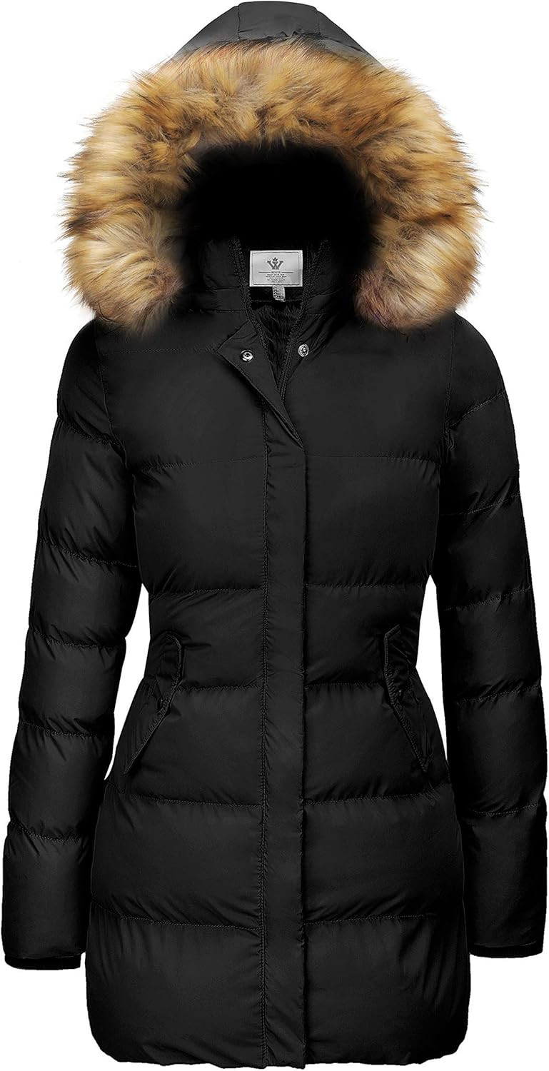 WenVen Women's Winter Thicken Puffer Coat Warm Jacket with Faux Fur Removable Hood | Amazon (US)