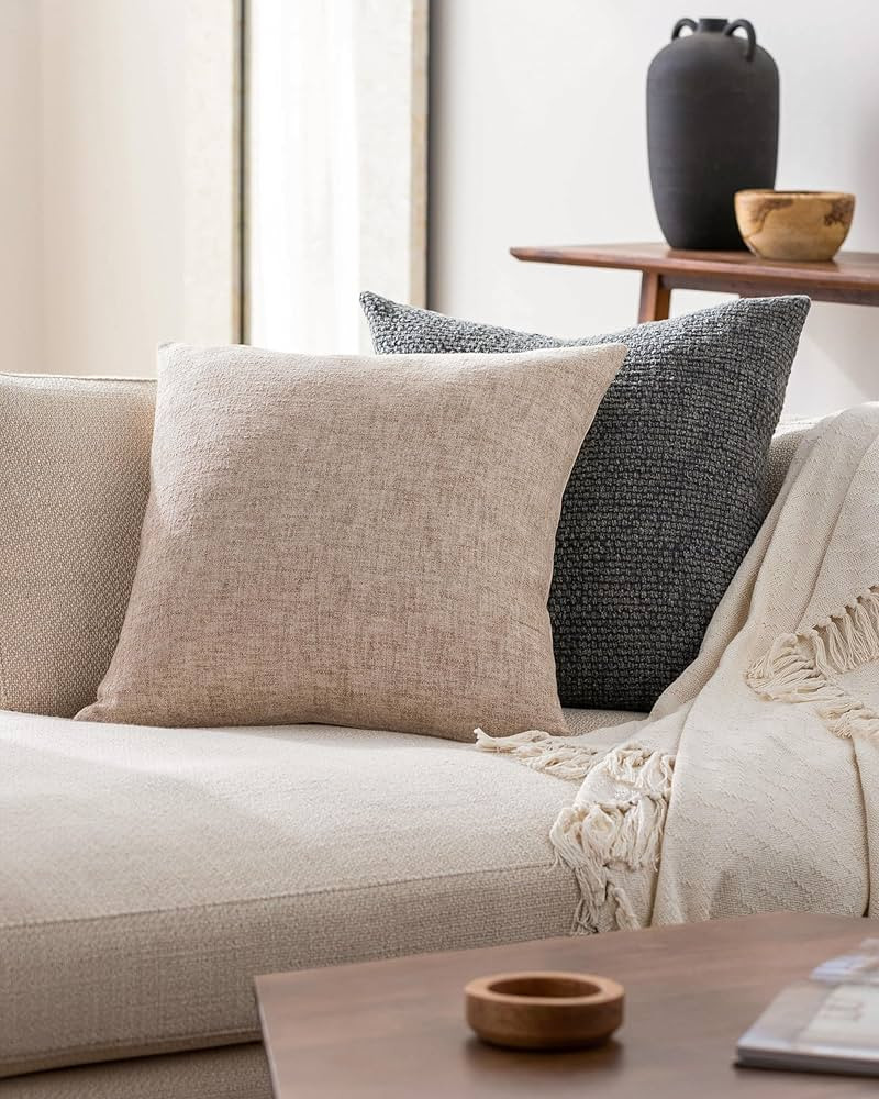 Livabliss x Becki Owens Modern Mindy Accent Pillow Cover with Polyfill Insert, 20" L x 20" W, Cam... | Amazon (US)