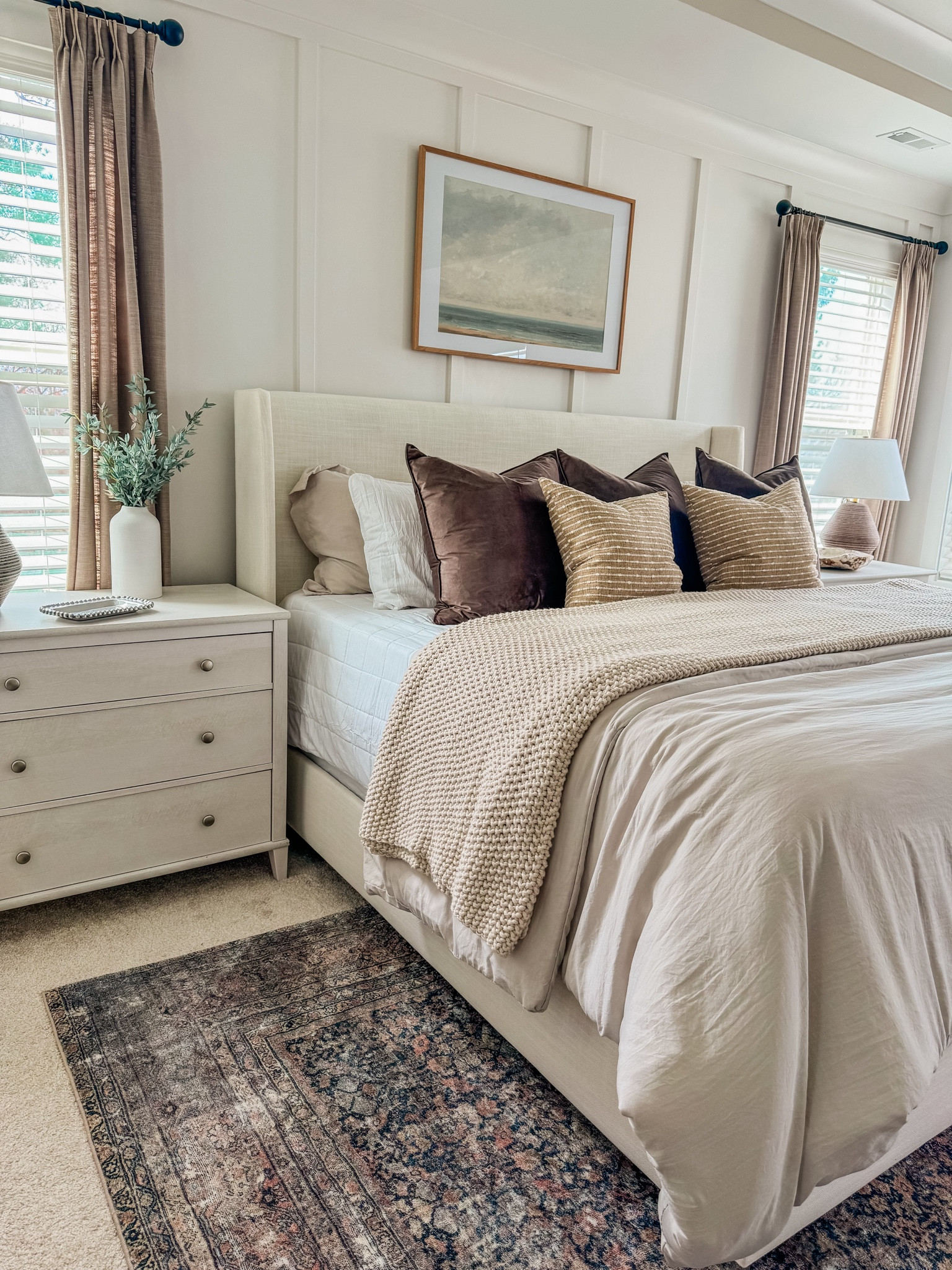 Modern master bedroom 

Upholstered bed, Tilly bed, bedroom design, modern bed, bed frame, bedroom pillows, nightstands, curtains, TWOPAGES, pinch pleats, bedding, above the bed art, wall art, coastal art, Artwork, framed print 

Follow my shop @Oak.Haus.Collective on the @shop.LTK app to shop this post and get my exclusive app-only content!

#liketkit #LTKhome #LTKfamily #LTKstyletip
@shop.ltk
https://liketk.it/4z206

#LTKstyletip #LTKfamily #LTKhome