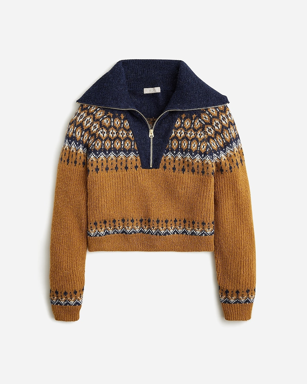Fair Isle half-zip sweater in brushed yarn | J. Crew US
