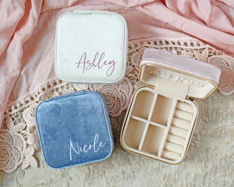 Bridesmaid Gift, Personalized Jewelry Box, Wedding Favors, Bride, Travel Jewelry Box, Gift for He... | Etsy (US)