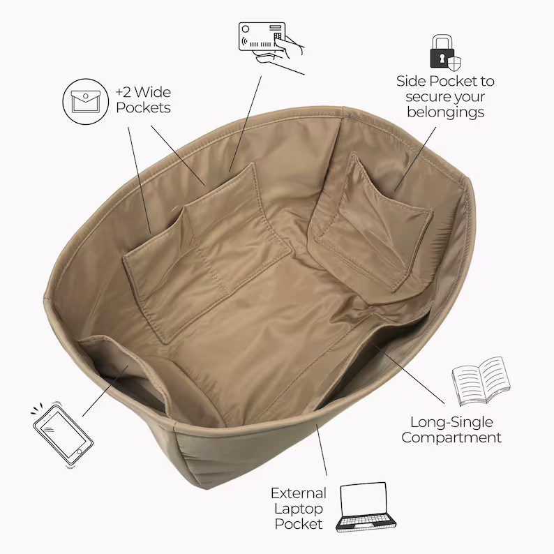 Poushy Waterproof Nylon Organizer Fits Cyme Tote Bag (top Cover) / Premium Fabric Insert for Pol*... | Etsy (US)