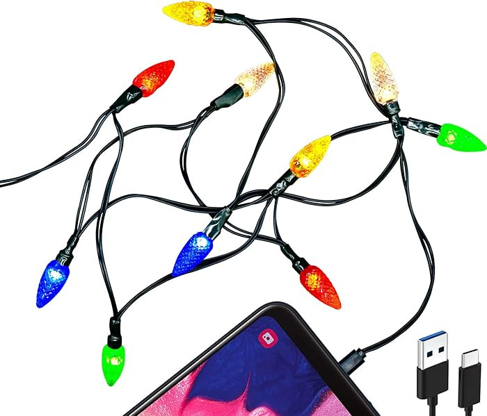 2 Pack Christmas Lights Phone Charging Cable Charger Cord USB-A to Type-C 55"/10 LED Festive Bulb... | Amazon (US)