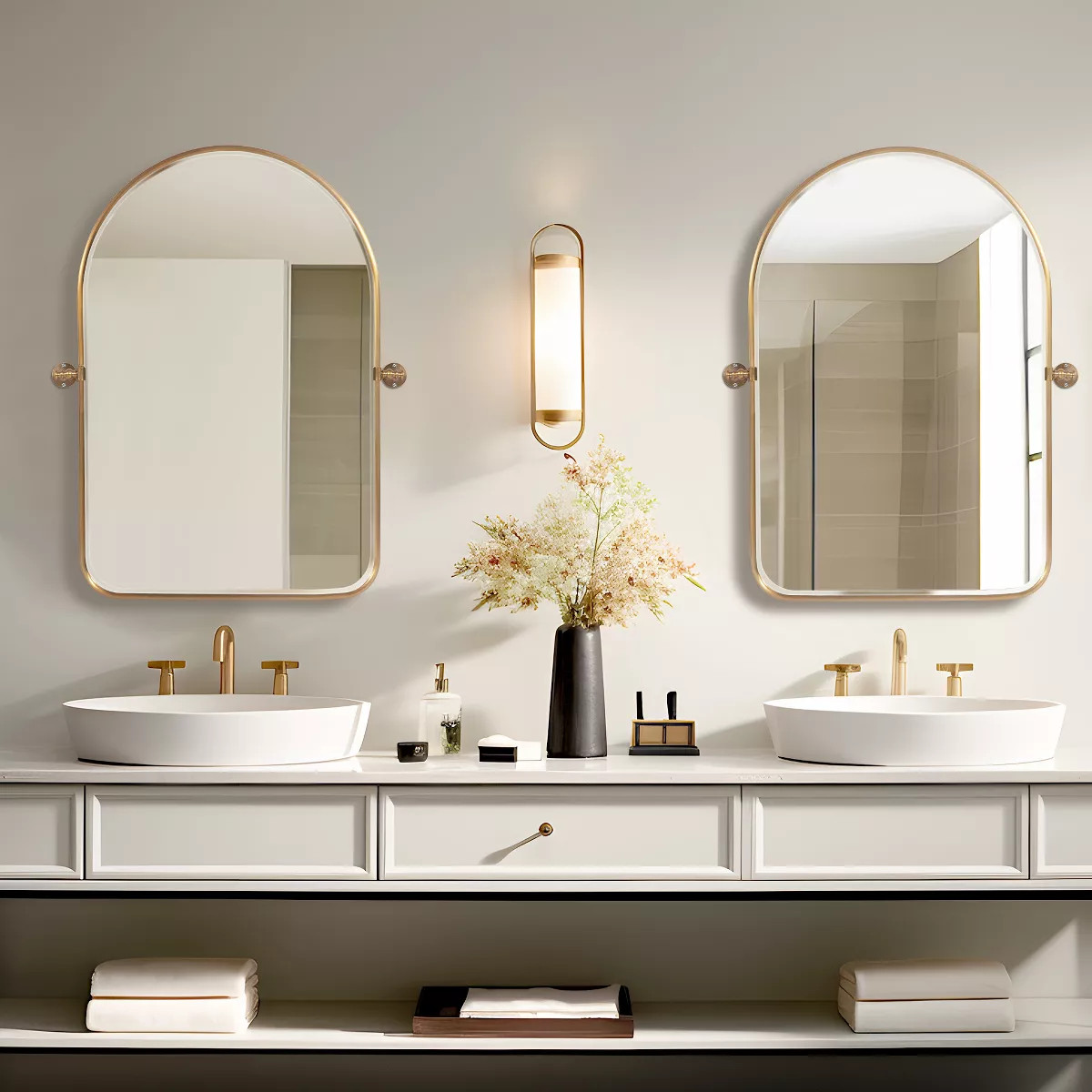 Dovelina Arched Metal Frame Pivot Decorative Wall Mirror with Rounded Corners Frame 36"x24"(Set o... | Target