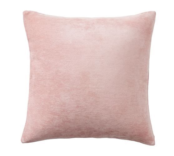 Lucia Chenille Pillow Cover, 22", Blush | Pottery Barn (US)