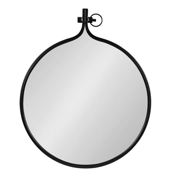 23.5"x28.5" Yitro Round Metal Wall Mirror Black - Kate and Laurel | Target