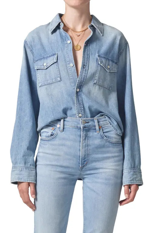 Citizens of Humanity Baby Shay Denim Shirt in Curran at Nordstrom, Size Medium | Nordstrom