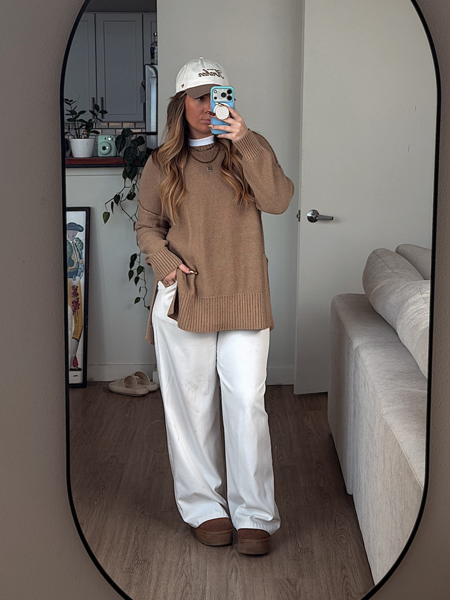 hat - 47 (seattlehockeyteamstore.com)
tee - uniqlo
sweater - aerie
pants - princess polly
uggs - amazon

#LTKWorkwear #LTKFindsUnder50 #LTKootd