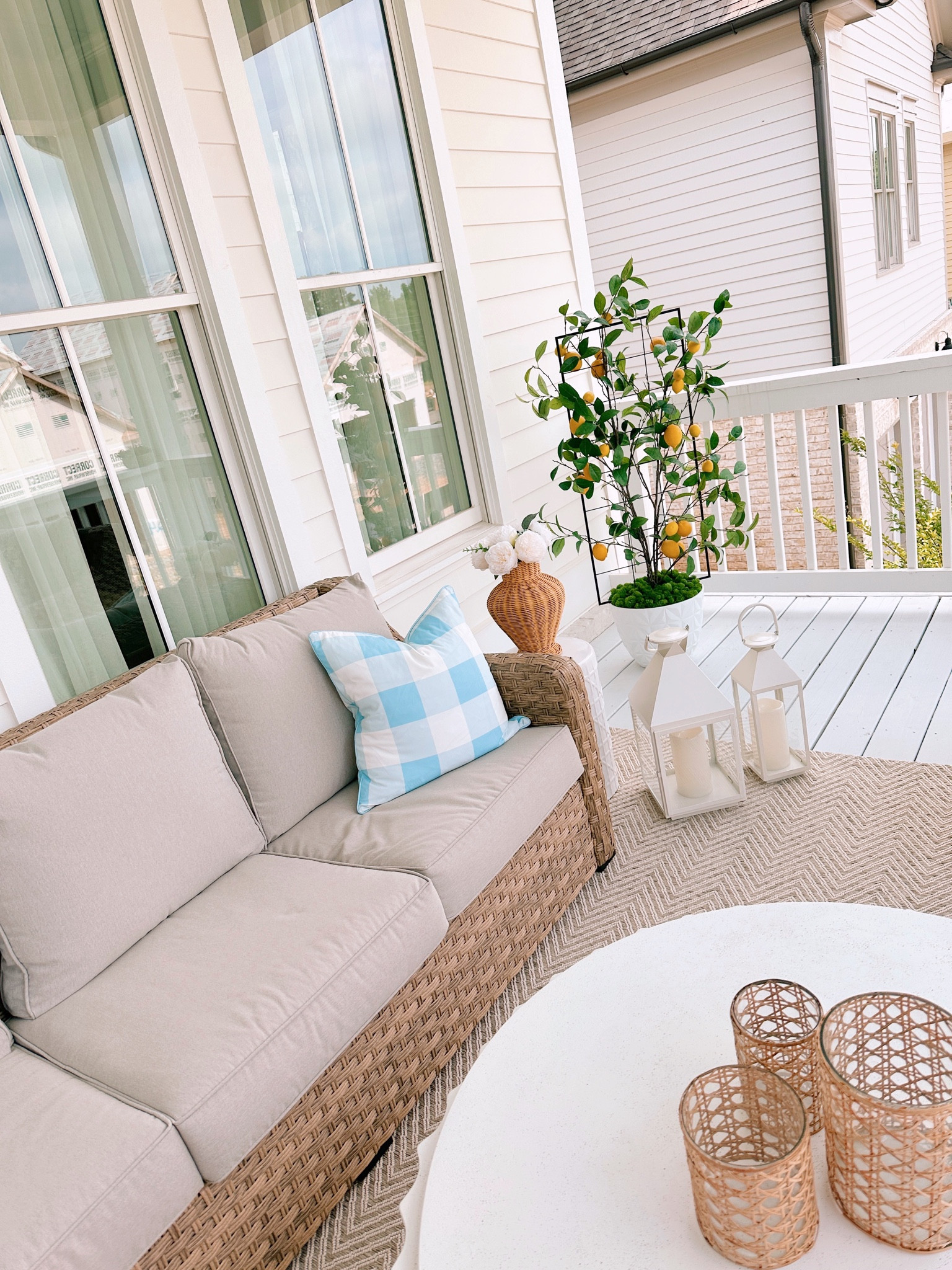 Faux lemon tree that looks so real and added just what we needed to our back porch decor and transformation! This is the perfect outdoor furniture for a deck or patio  

#LTKhome #LTKunder100 #LTKSeasonal