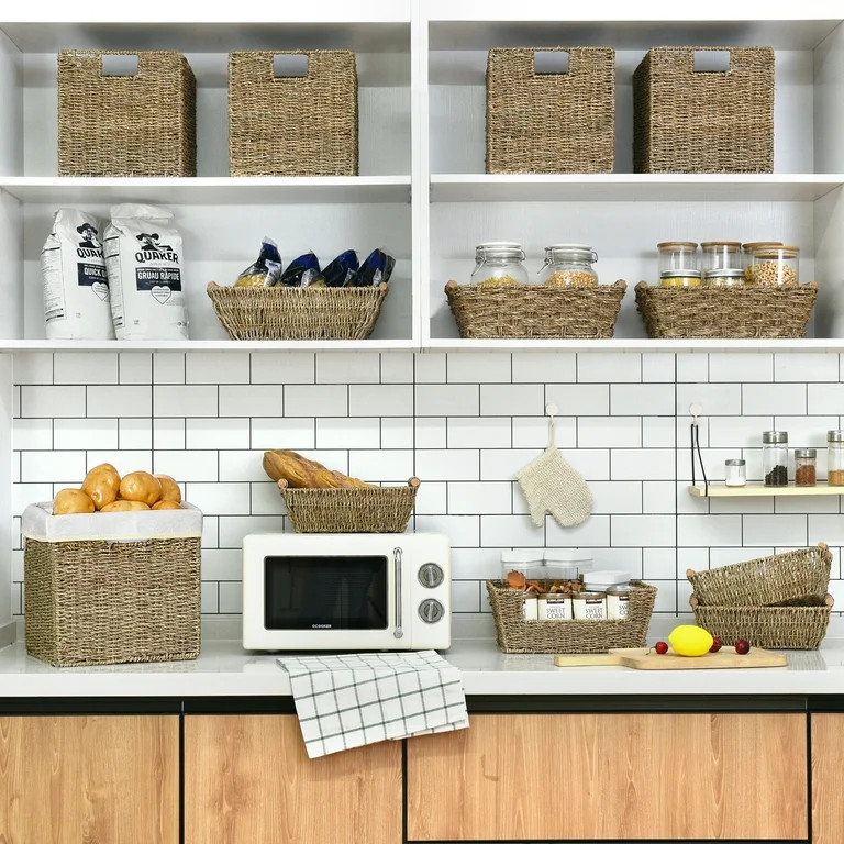 StorageWorks Natural Seagrass Storage Basket, Wicker Woven Storage Baskets with Liners, 2-Pack, M... | Walmart (US)