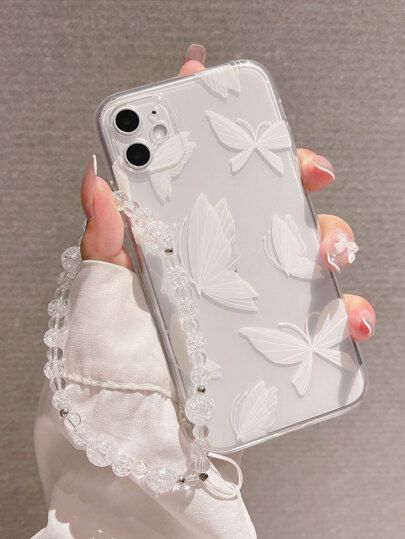 Butterfly Pattern Clear Phone Case With Lanyard
   SKU: se2110286159484086      
          (1834 ... | SHEIN