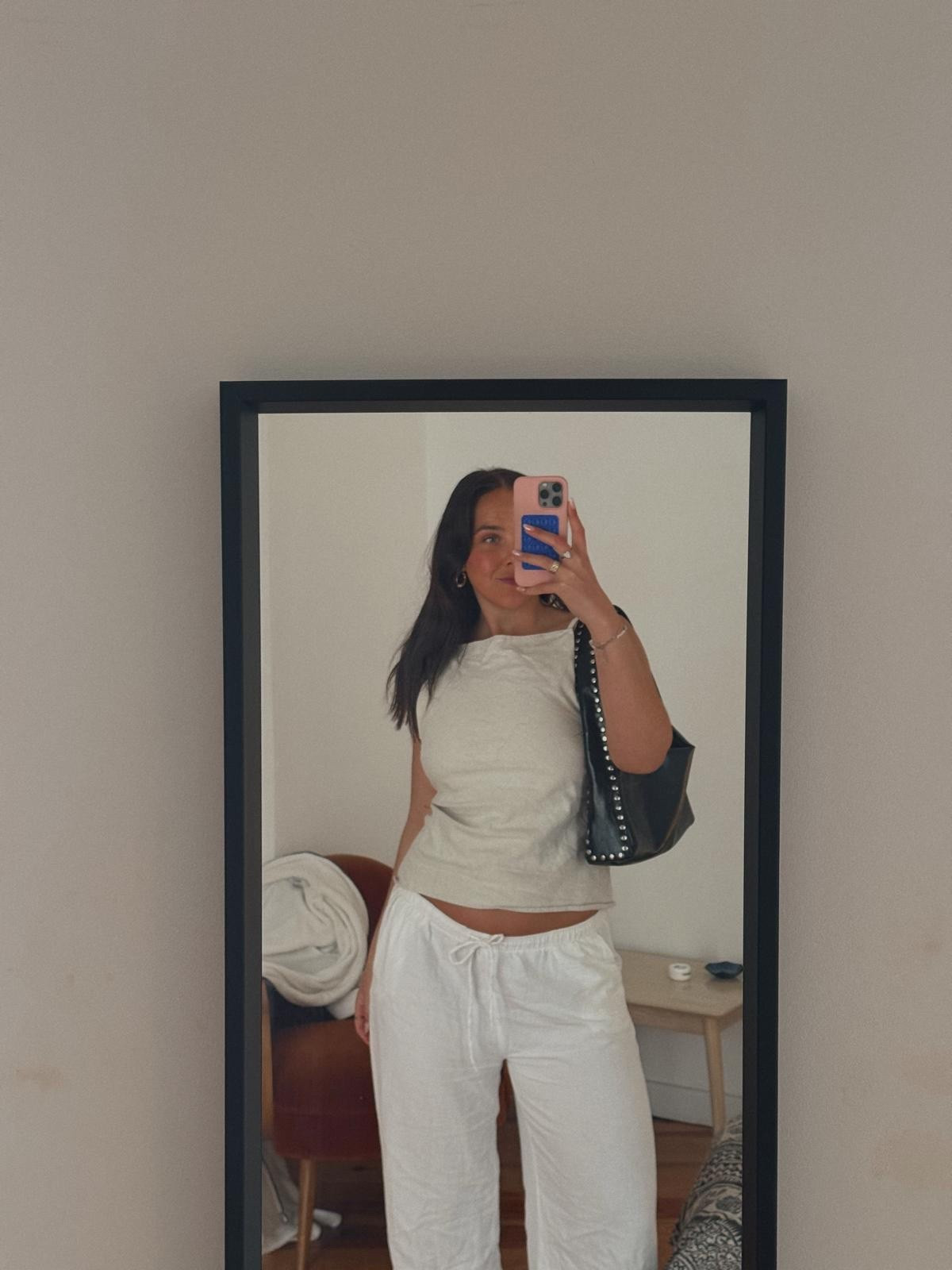 Weekday linen boat neck top, Stradivarius white linen trousers, Urban Outfitters studded handbag ⭐️

#LTKsummer #LTKeurope #LTKuk