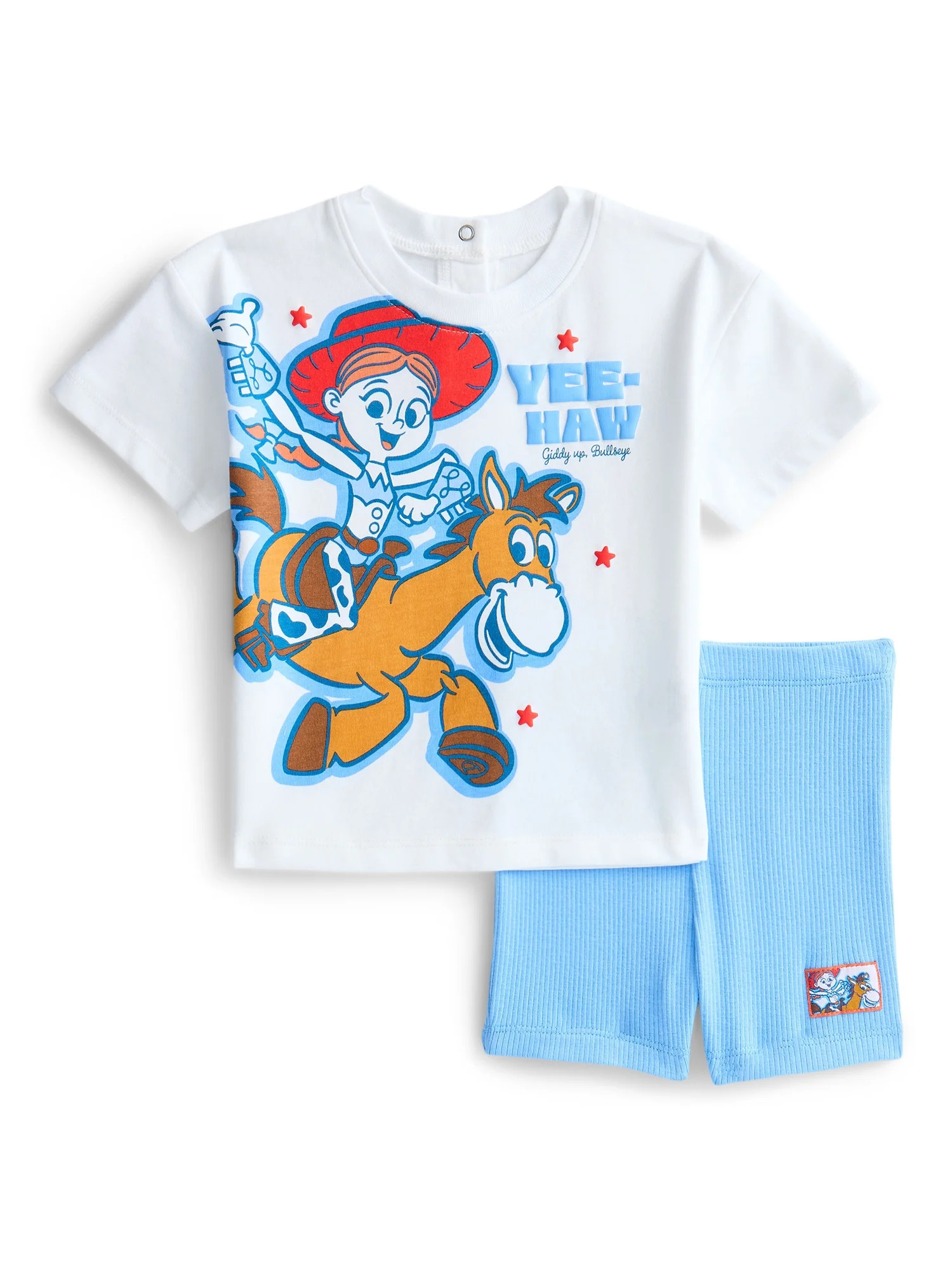 Toy Story Baby Girls Short Sleeve Graphic Tee and Matching Bike Shorts Set, 2-Piece, Sizes 0/3M-2... | Walmart (US)