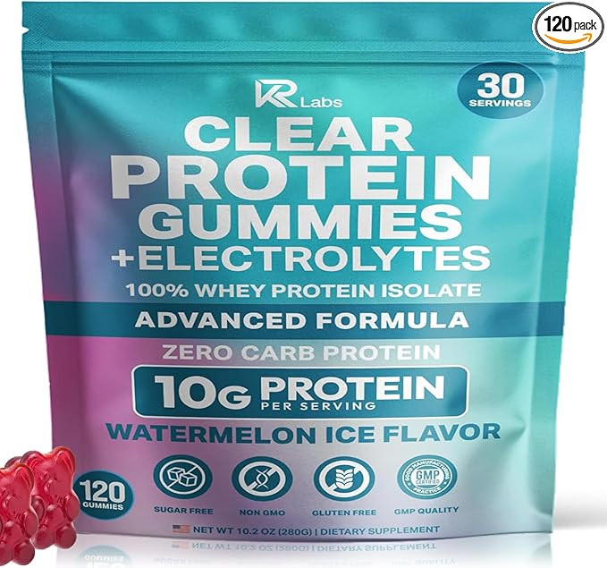 Zero Carb 100% Clear Whey Isolate Protein Gummies + Electrolyte | 300g Total Protein per Bag | Pl... | Amazon (US)