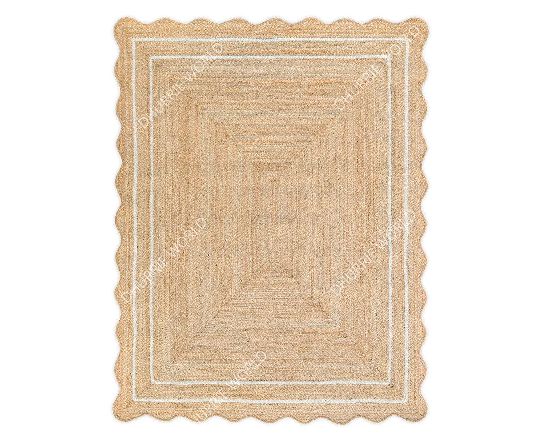 Natural Scalloped Jute Rug, Scallop Pattern Rug, Jute Shape Rug, Handbraided Rug, Jute Area Rug, ... | Etsy (US)