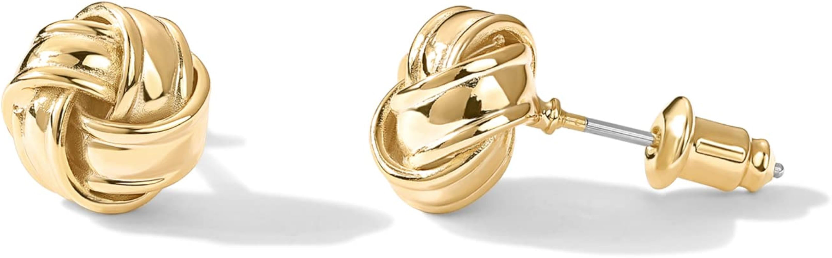 PAVOI 14K Gold Plated Love Knot Stud Earrings for Women, Small Elegant Stud | Amazon (US)