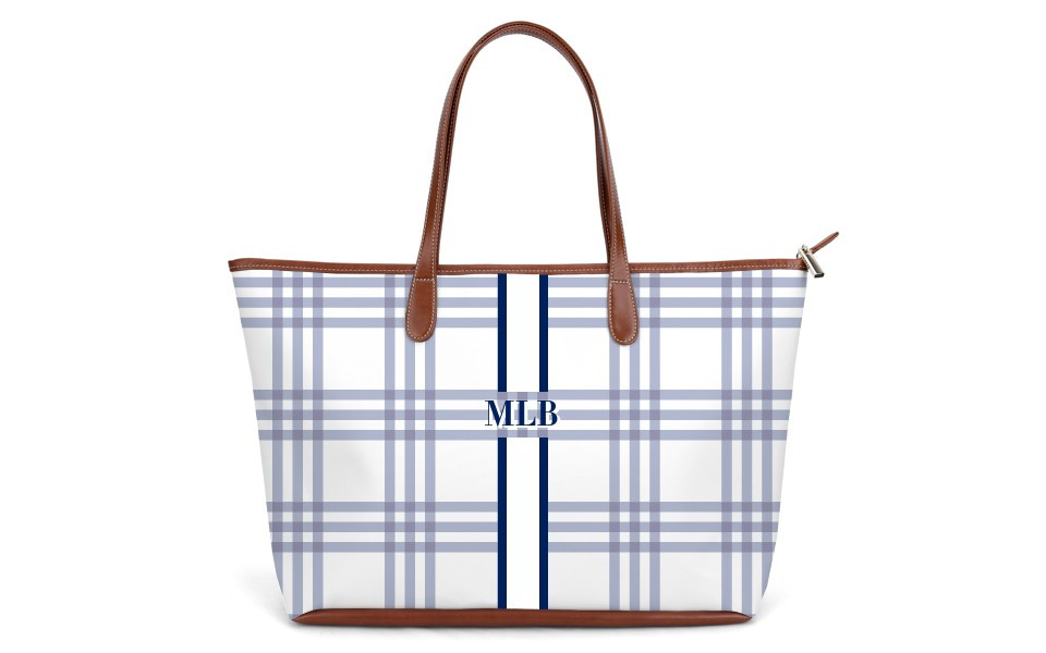 St. Anne Zippered Tote - Caitlin Wilson Monogram Stripe | Barrington Gifts