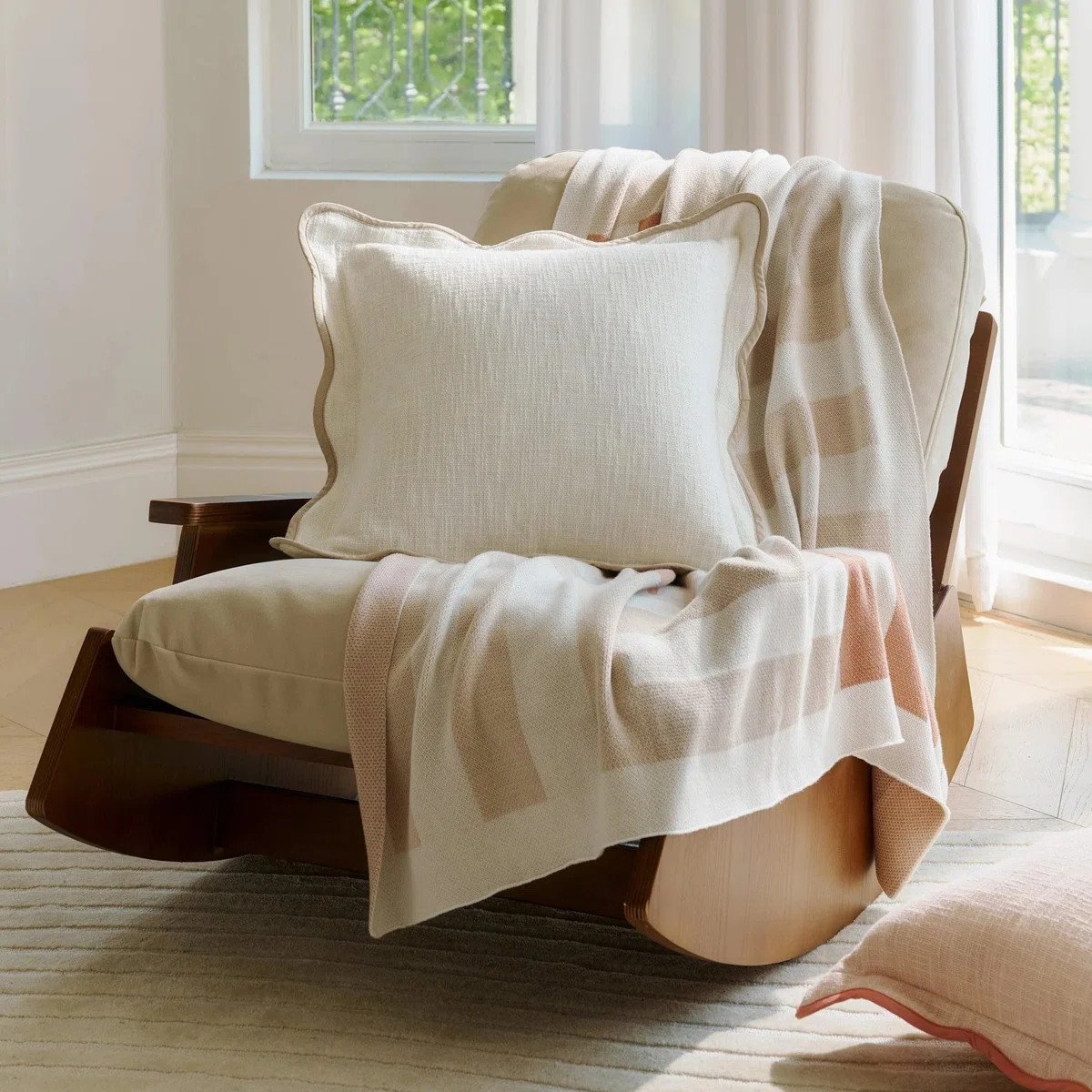 Double Stitch Cotton Decorative Scalloped Throw Pillow Coveron | Wayfair North America