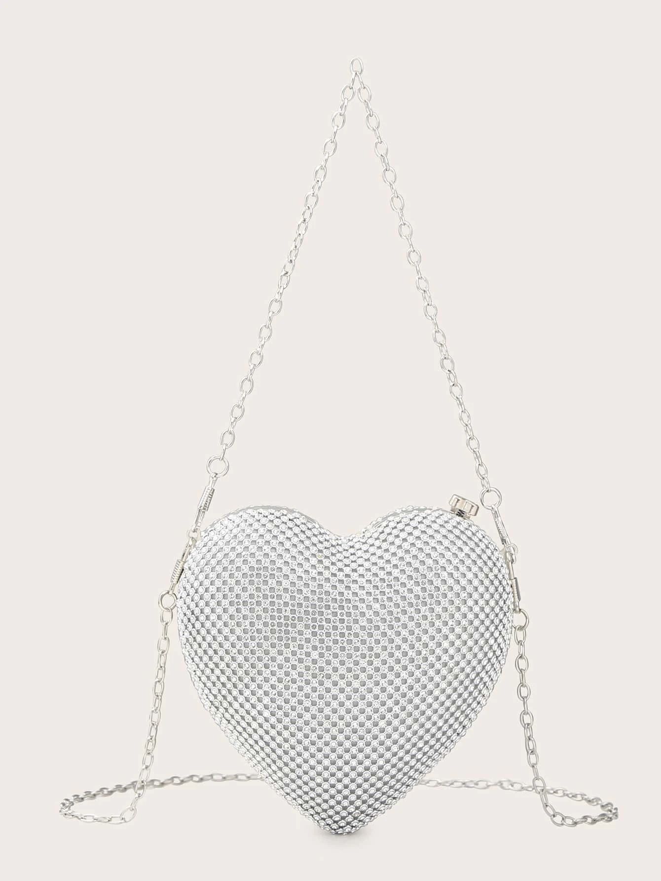 Mini Rhinestone Decor Chain Heart Design Novelty Bag | SHEIN