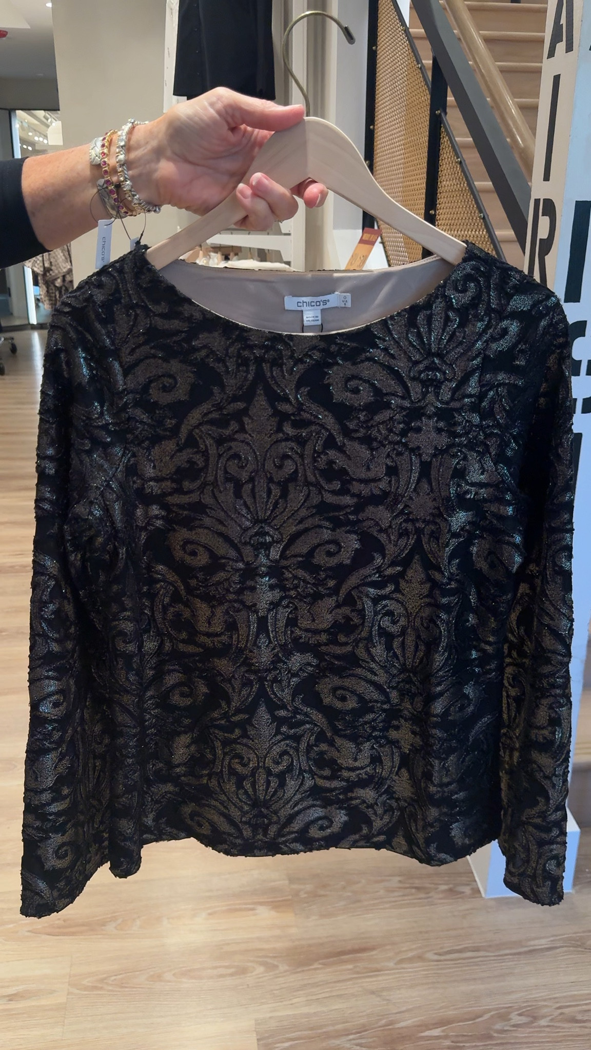 Inspired by Art Deco, made by Chico’s. Body lined and beyond beautiful, this top has a burnout jacquard design with a soft jewel neckline, subtle flared sleeve, and perfect amount of stretch + shine. The quintessential party top or for elevating your favorite pair of Chico’s jeans or pants.



#LTKOver40 #LTKHoliday #LTKSaleAlert