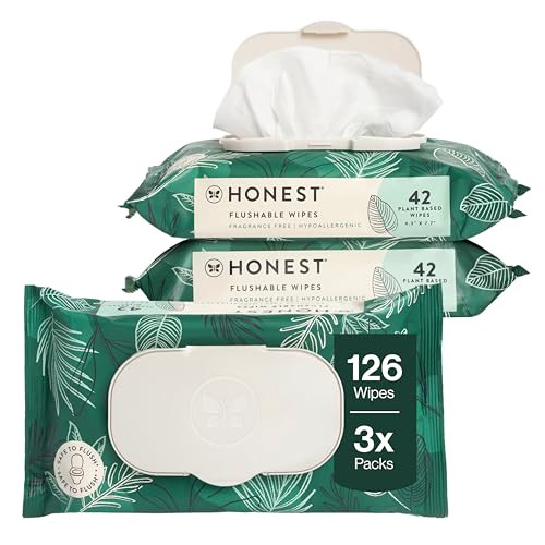 The Honest Company Hypoallergenic Flushable Wipes for Sensitive Skin, Tropical Leaves, 126 Count | Amazon (US)