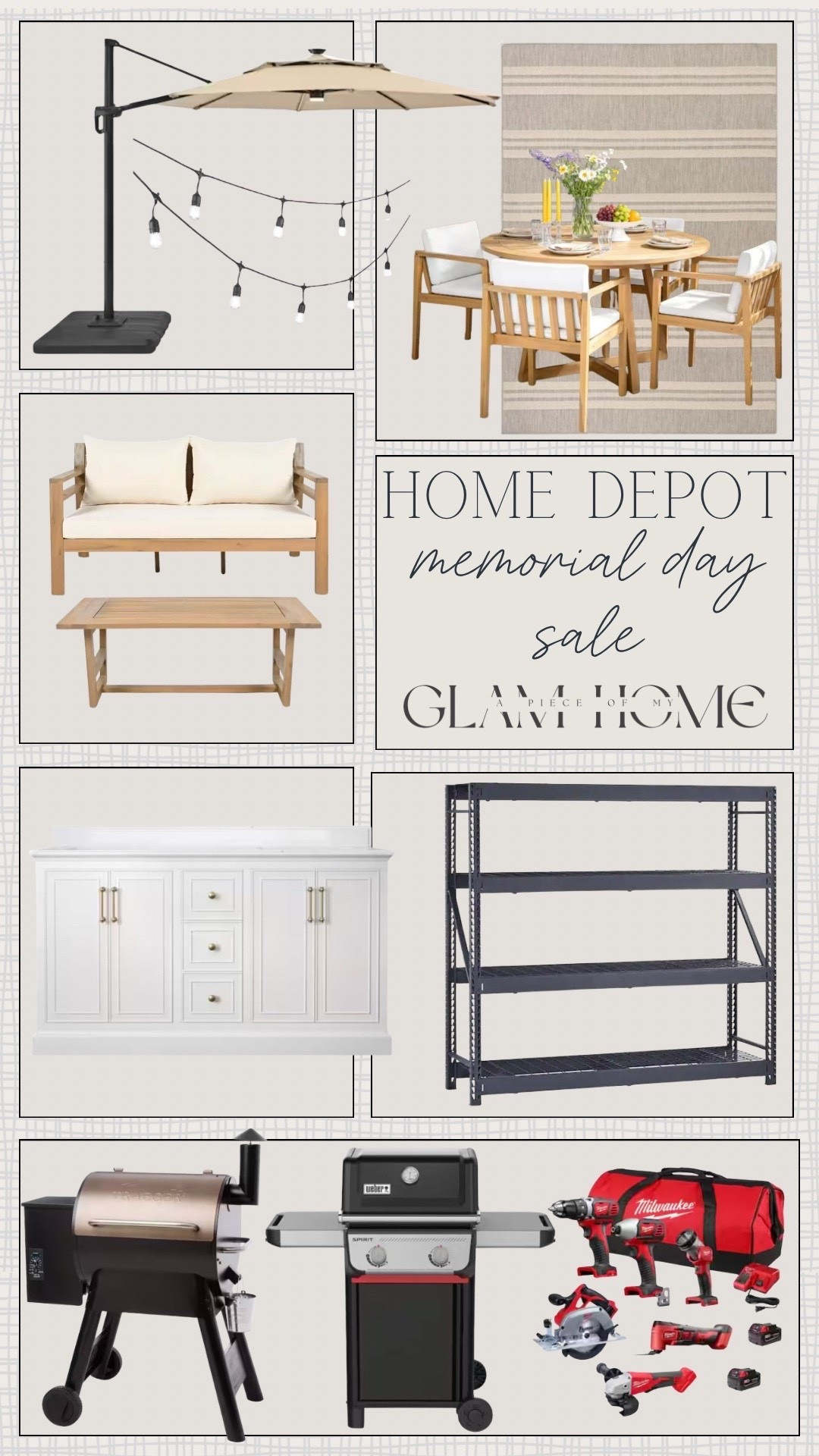 Home Depot Memorial Day sale, Home Depot finds, Memorial Day deals, patio furniture, outdoor decor, backyard essentials, outdoor entertaining, summer home finds, grill accessories, outdoor lighting, patio refresh, home improvement, outdoor rugs, planters, garden decor, DIY home projects, power tools, storage solutions, coastal patio decor, neutral home decor, outdoor dining, porch styling, budget home finds, seasonal sale, summer hosting essentials

#LTKHome #LTKSaleAlert #LTKU