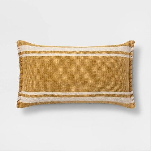 Wool/Cotton Woven Stripe Oversize Lumbar Throw Pillow with Whipstitch Trim - Threshold™ | Target