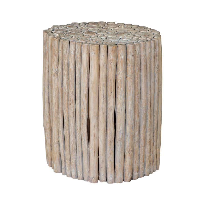 Uttermost 25439 Tectona 21-1/2" Diameter Wood Drum Table Bleached Driftwood Indoor Furniture Tables  | Build.com, Inc.