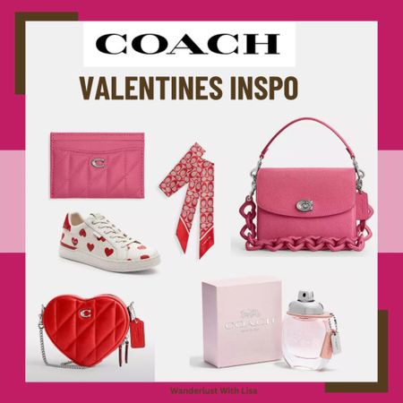 Coach Valentines Inspiration - great gifts for Valentine’s Day! 

—-
Pink wallet, pink designer bag, coach bags, valentines presents, gifts to give your girlfriend for valentines, coach perfume, red and pink, valentines purses, heart shaped bags 

#LTKitbag #LTKSeasonal