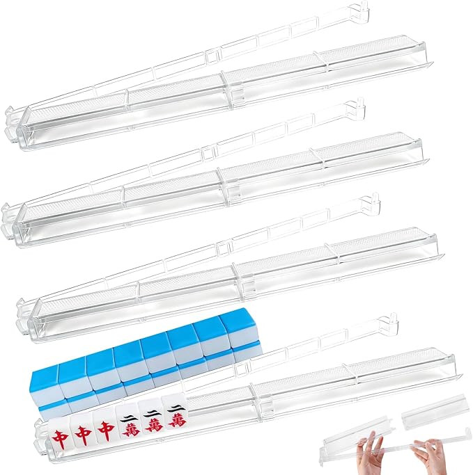 4 Pcs Mahjong Racks with Pushers, 2026 New Upgraded Detachable Clear Acrylic American Majiang Til... | Amazon (US)