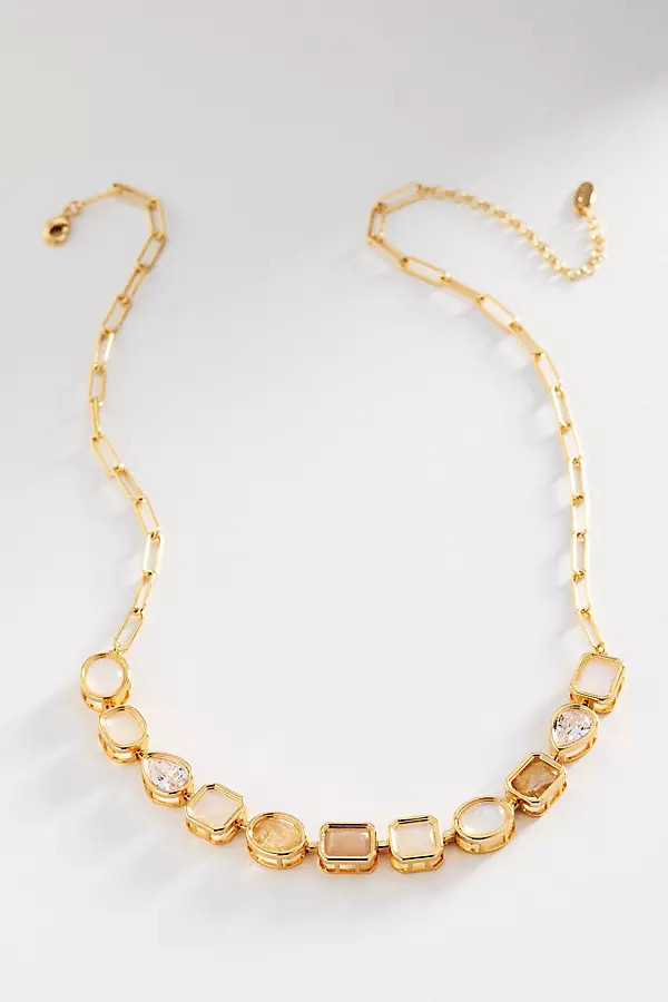 Mixed Crystal Paperclip Chain Necklace | Anthropologie (US)