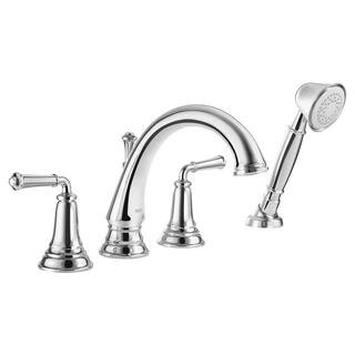 Delancey 2-Handle Deck-Mount Roman Tub Faucet with Hand Shower in Polished Chrome | The Home Depot
