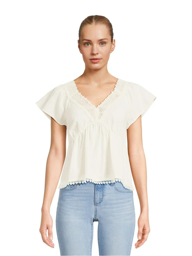 Self Esteem Juniors Crochet Trim Babydoll Top | Walmart (US)