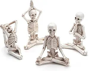 CESTATIVO Skeleton Yoga Figurines for Home Decor, 4 Pcs Resin Statues Spiritual Meditation Sculpt... | Amazon (US)