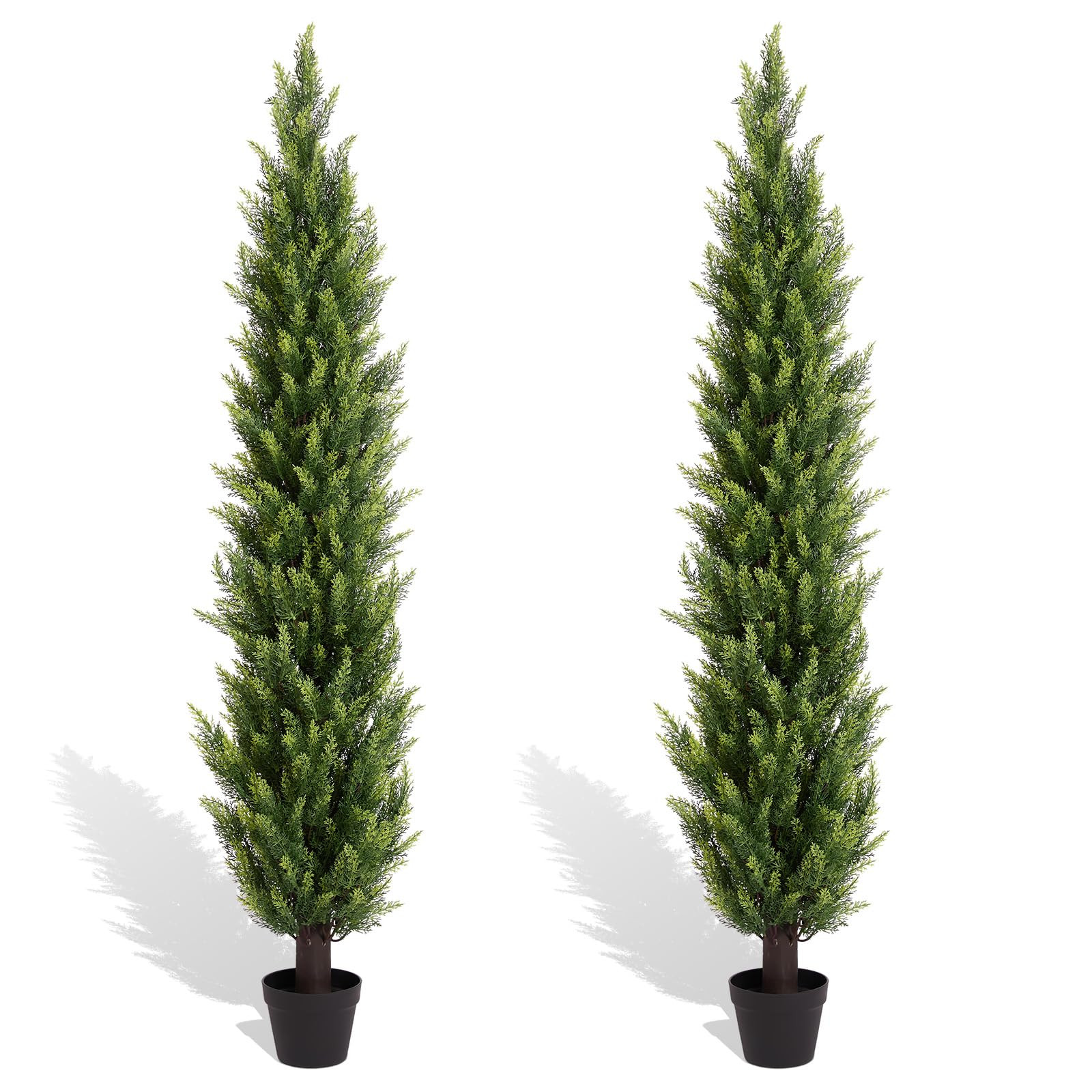 6FT Artificial Cedar Topiary Trees Set of 2 - Realistic Faux Pine Shrubs with UV Resistant for Ou... | Amazon (US)
