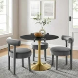 Modway Lippa 39.5" Modern Metal & Artificial Marble Dining Table in Gold/Black | Walmart (US)