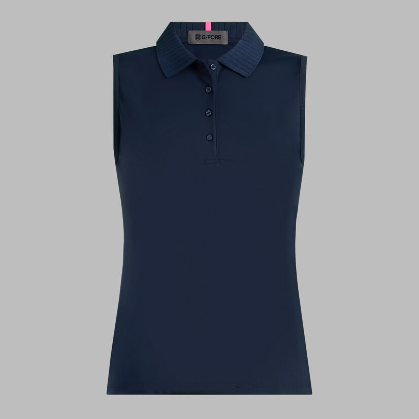 Pleated Collar Silky Tech Nylon Sleeveless Polo | GFORE.com