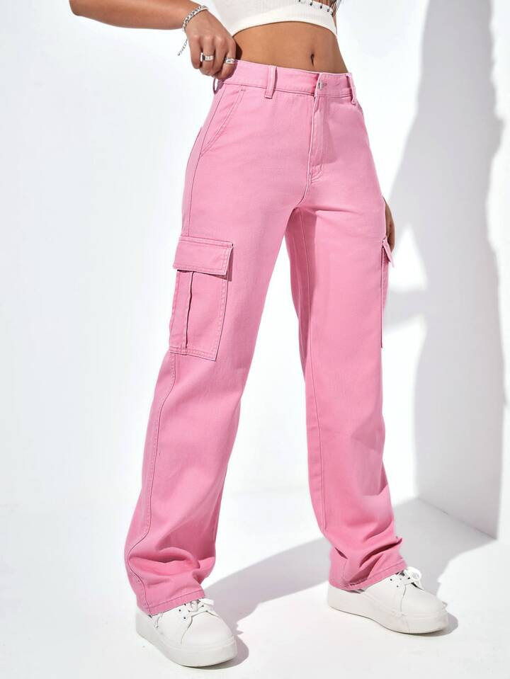 SHEIN EZwear High Waist Cargo Jeans | SHEIN