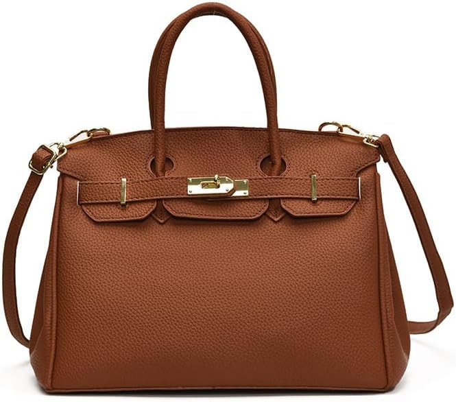 Fashion Minimalist PU Leather Crossbody Shoulder Bag with Buckle Handle, Grain-Patterned Design | Amazon (US)