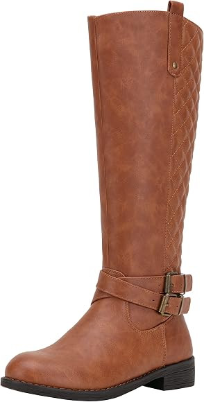 Vepose Women's 49 Riding Boots Knee High Boots Buckle Calf Boot | Amazon (US)