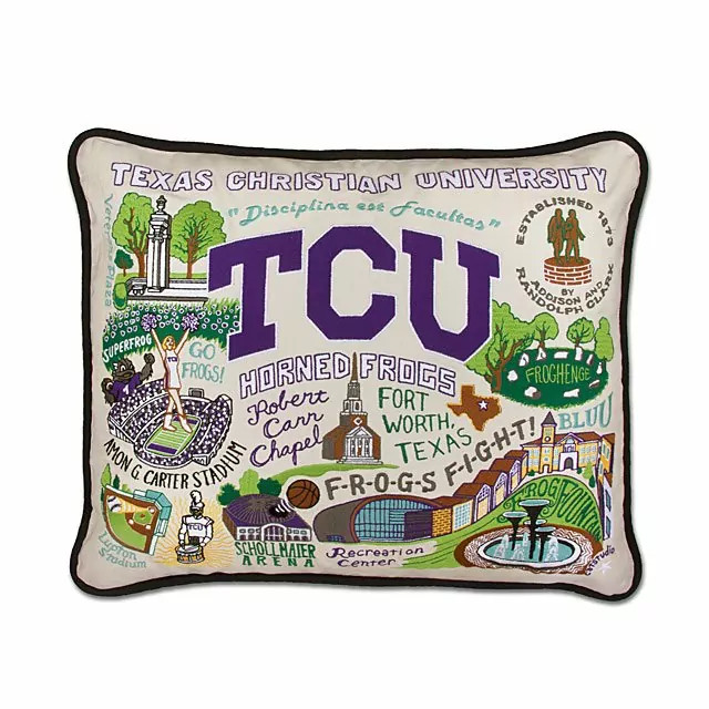 Embroidered College Pillows, Texas Christian University | UncommonGoods