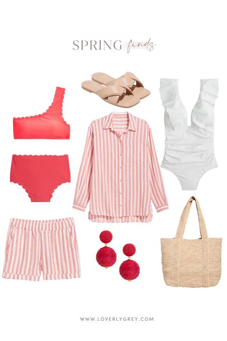 Spring finds! This coral color is so good 👏 Loverly Grey wears an XS in these pieces! 

#LTKswim #LTKSeasonal #LTKFind