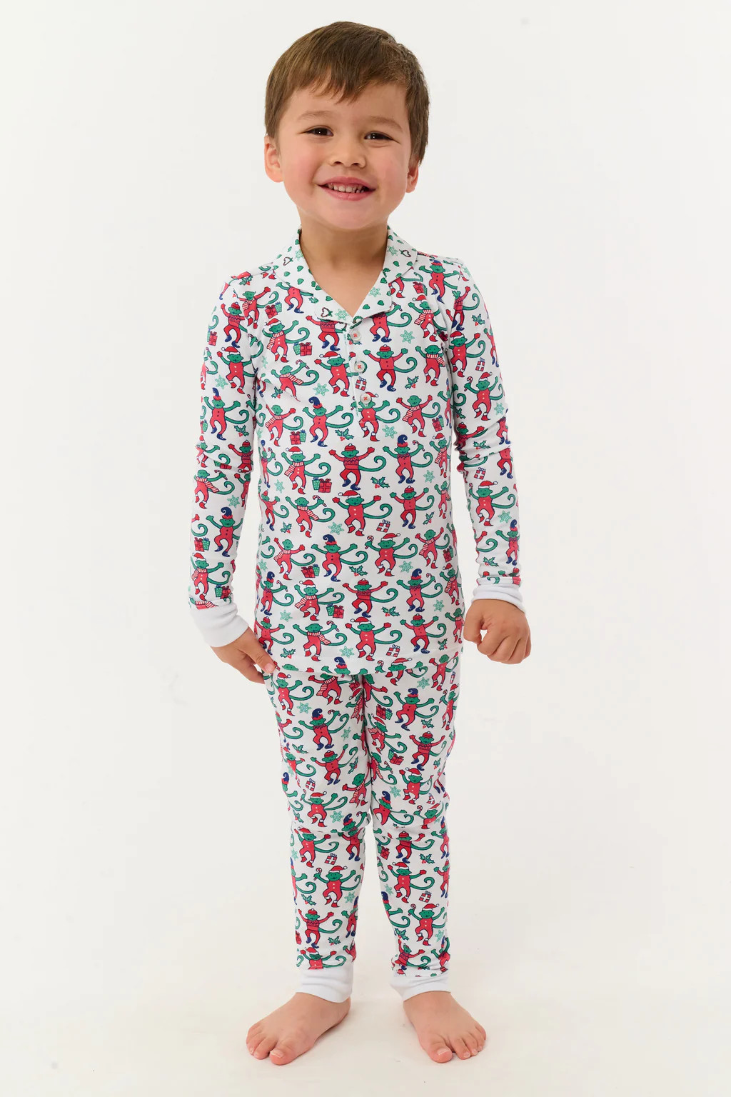 Kids Monkey Mas Patchwork Parker Polo Pajamas | Roller Rabbit