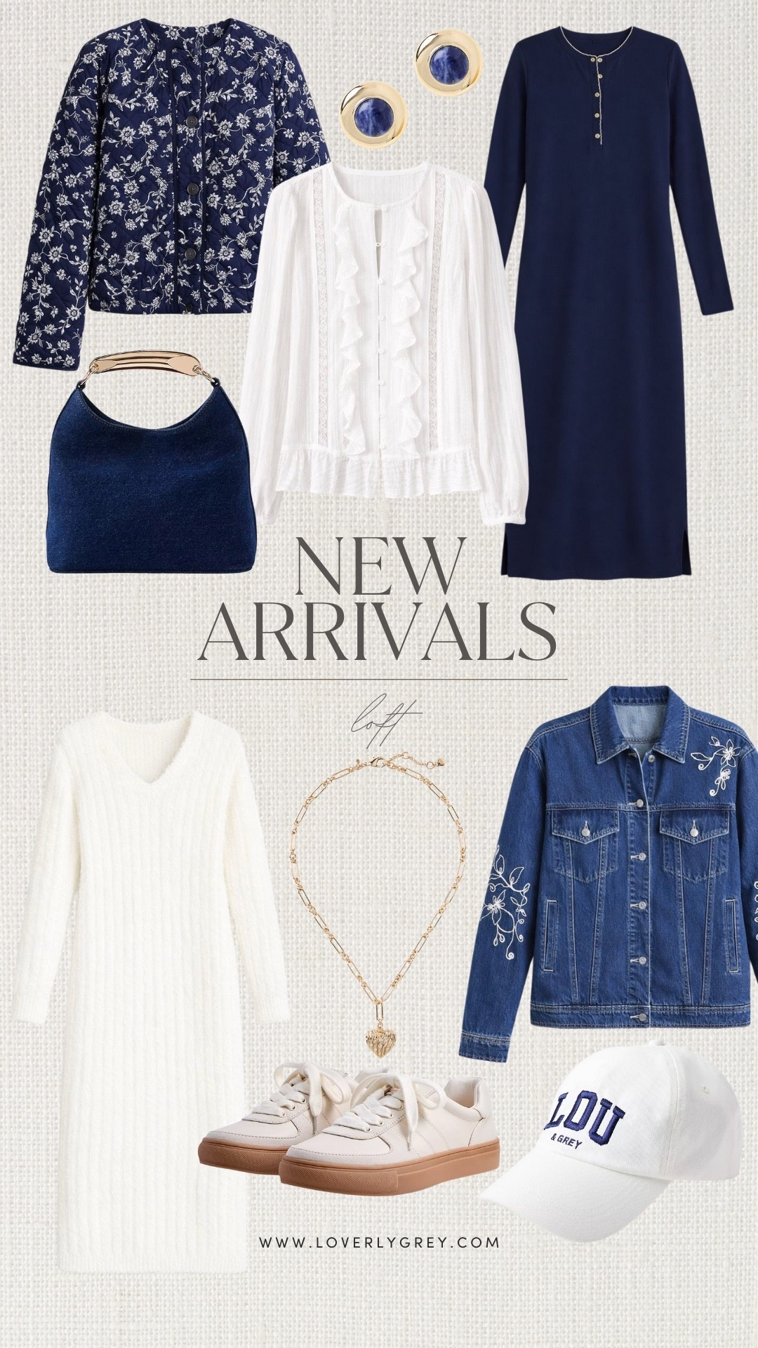 These new arrivals from Loft are chic pieces to begin your new year with! Navy & white are such classic colors! 

Loverly Grey, Loft, new arrivals, floral quilted jacket, white ruffle blouse, navy dress, white maxi dress, sweater dress, embroidered denim jacket 

#LTKootd #LTKSeasonal #LTKFindsUnder100