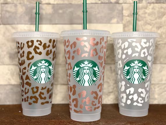 Custom Cheetah Starbucks tumbler, Leopard Reusable 24oz Venti cold cup, Personalized animal desig... | Etsy (US)