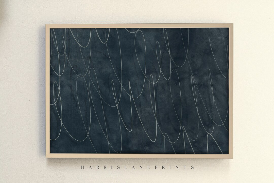 Original Art Print | "Deep Cyan Indigo Abstract" | Modern | Texture | Neutral | Scribble | Farmho... | Etsy (US)